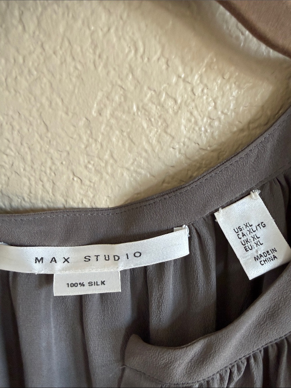 Max Studio Taupe Silk Tunic - Picture 2 of 5